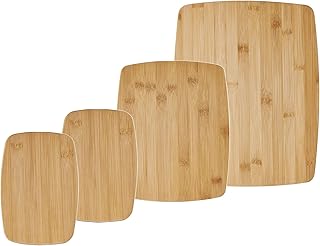 Farberware Juego de 4 tablas reversibles de bambú para cortar y charcutería, tamaño surtido