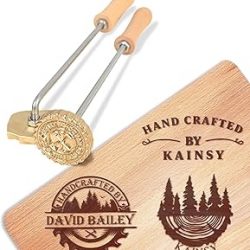 KAINSY Hierro de marca personalizado para madera, hierro de marca de metal duradero con logotipo personalizado para sello de leña, carne de cuero, diseño hecho a mano, bodas y regalos personalizados,