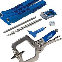 KREG Plantilla duradera con agujeros de bolsillo 320 con abrazadera clásica de 2 pulgadas, incluye abrazaderas de madera para carpintería y espacios reducidos, para materiales de 1/2 a 1 1/2 pulgadas