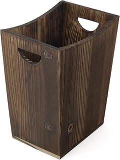 BTY Cubo de basura de madera con antorcha, contenedor de basura rústico para cocina, dormitorio, oficina, sala de estar, color marrón