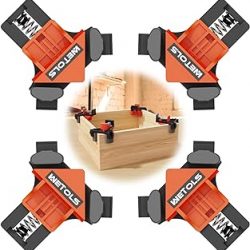 WETOLS Abrazadera de esquina para carpintería, abrazadera de ángulo recto de 90 grados, abrazaderas de madera, 4 abrazaderas de carpintería ajustables con resorte, regalos para papá, regalos de