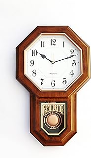 Reloj de pared clásico antiguo con péndulo, textura vintage de bronce simulado de madera, movimiento de cuarzo silencioso sin tictac, ancho 11.4 pulgadas, longitud 18.5 pulgadas, estilo rústico retro,