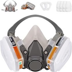 Mascarilla reutilizable de media cara - Máscara respiradora con filtros para pintura, polvo, soldadura, resina, humo y gas de vapor orgánico