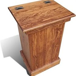 Peaceful Classics Gabinete de basura de madera – Bote de basura de madera con diseño oculto, elegante bote de basura para cocina, gabinete de basura oculto hecho a mano (cereza)