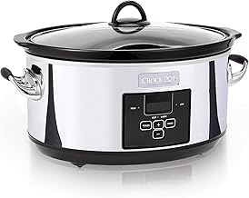 Crock-Pot Olla de cocción lenta programable de 7 cuartos de galón con temporizador digital, calentador de alimentos, platino pulido, perfecto para comidas diarias y entretenimiento