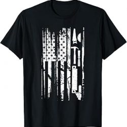 Camiseta de trabajo de madera de carpintero con bandera americana, Negro -