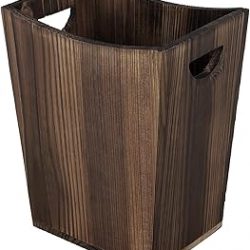 Basurero de madera pequeño con asas, papelera rústica para oficina, dormitorio, baño, oficina, sala de estar, cocina