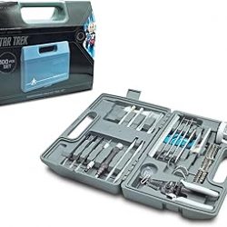 Star Trek: Juego de herramientas de campo de ingeniería de 100 piezas de próxima generación | Los prácticos gadgets incluyen destornilladores, cuchillo utilitario, cortador de alambre, barras de metal