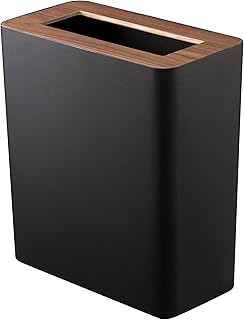 Yamazaki Home Papelera pequeña y moderna para el hogar, para baño, cocina, oficina, acero + madera, tamaño único, nogal