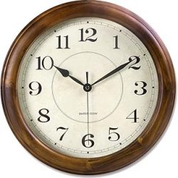 Kesin Reloj de pared de madera silencioso de 14 pulgadas, grande, decorativo, funciona con pilas, reloj analógico retro para sala de estar, cocina, dormitorio