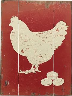 Barnyard Designs Letrero decorativo de madera de granja, diseño retro vintage en barra de madera, decoración rústica del hogar, 11.75 x 15.75 pulgadas (gallina)