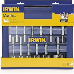 IRWIN Marples Forstner Juego de brocas para madera, hechas de acero al carbono, ideal para carpintería fina, gabinetes y más, 14 piezas (1966893)