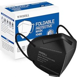 WWDOLL - Paquete de 25 mascarillas KN95 de 5 capas protectoras, fácil respiración, color negro