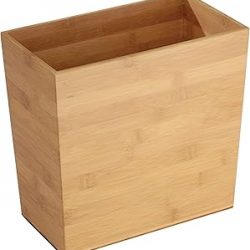 iDesign - Cesta de basura rectangular de bambú, colección Formbu, 10.5 x 5.75 x 10 pulgadas, acabado de madera natural