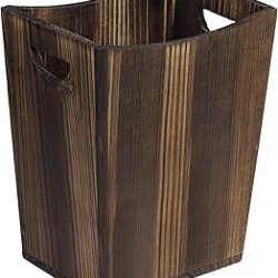 LIANTRAL Basurero de madera, cesta de basura para baño, oficina, papelera rústica estilo granja, papelera pequeña para baño, oficina, dormitorio, sala de estar, color marrón