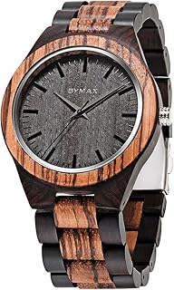 BYMAX Cuarzo de madera del reloj de los hombres, relojes de madera hechos a mano de la moda para hombre