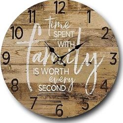 Reloj de pared redondo de 13 pulgadas estilo madera decorativo de cuarzo, funciona con pilas, decoración rústica para el hogar, decoración vintage, diseño retro para sala de estar, cocina, dormitorio,