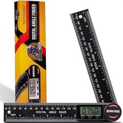 Transportador de ángulo digital, regla de búsqueda de ángulos con 7 pulgadas/7.874 in, herramienta de medición de ángulo para carpintería, carpintería, construcción, medición de bricolaje (2 baterías