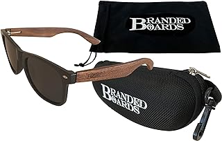 Gafas de sol de madera real para mujeres y hombres, 100% UVA/UVB polarizadas estilo vintage (negro con bolsa y estuche deportivo)