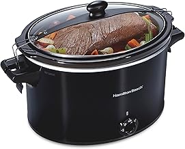 Hamilton Beach Olla de cocción lenta, extra grande de 10 cuartos de galón, portátil con bloqueo de tapa, apto para lavavajillas, negro (33195)