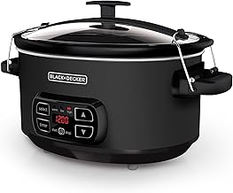BLACK+DECKER SCD4007, olla de cocción lenta de 7 cuartos de galón, exterior de pizarra, tapa de bloqueo, 3 ajustes de calor, recipiente de cerámica extraíble