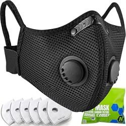 BASE CAMP M Plus - Máscara antipolvo, transpirable, reutilizable, con 6 filtros de carbón activado para carpintería, construcción, siega, molienda (Modern1)
