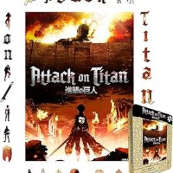 Rompecabezas de madera Attack on Titan para adultos, tamaño A3 con 308 piezas, rompecabezas de madera con formas únicas, 15.1 x 10.9 pulgadas