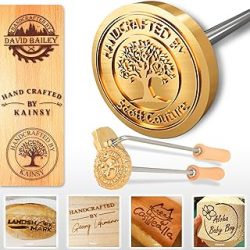 KAINSY Hierro de marca de madera personalizado, hierro de marca de metal personalizado para carne de cuero, sello marcador de leña con diseño de tu logotipo, sello térmico de llama para regalos hechos