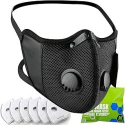 BASE CAMP M Cross - Máscara antipolvo, reutilizable, transpirable, cómoda, máscara facial de seguridad para el trabajo con 6 filtros de carbón activado adicionales
