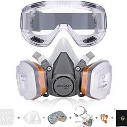 AirGearPro Máscara respiradora reutilizable G-500 con filtros A1P2 | Antigas, antipolvo | Máscara de gas ideal para pintar, carpintería, construcción, lijado, pulverización, productos químicos,