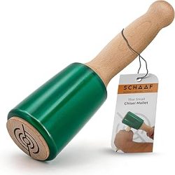 Mazo de tallado de madera de precisión, mazo de cincel de 15 onzas para carpintería, cómodo mango de mazo de madera que reduce la fatiga de la mano, cabeza de uretano que protege las herramientas,