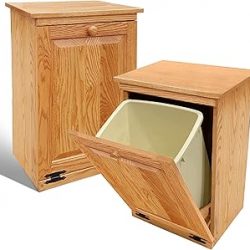 Peaceful Classics - Armario de basura inclinable. Armario extraíble de madera hecho a mano, armario de basura decorativo para cocina, dormitorio y patio en casa, armario de cesta de lavandería inclinable, roble dorado