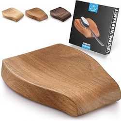 Zulay - Soporte para cuchara de madera de acacia para cocina, soporte de cuchara de madera suave para estufa con pies de silicona antideslizantes, soporte perfecto para espátulas, cucharas, pinzas y más
