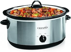 Crock-Pot Olla de cocción lenta manual ovalada de 7 cuartos de galón, acero inoxidable (SCV700-S-BR), utensilios de cocina versátiles para familias numerosas o entretenimiento