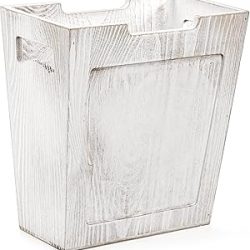 TOPZEA Basurero de madera, cesta de basura de madera rústica, rectangular, con asa, cubo de basura pequeño y estrecho para decoración de escritorio, dormitorio, oficina, baño, sala de estar
