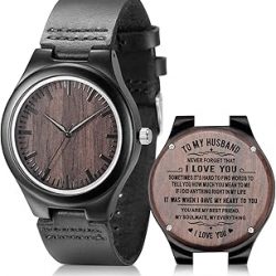 Relojes de madera grabados para hombres - Relojes de pulsera de madera personalizados para marido, novio, padre, hijo