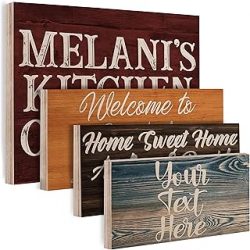 Letrero de madera personalizado para pared, hogar, habitación, cocina, casa de campo, letrero personalizado de bienvenida familiar