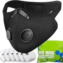 BASE CAMP Máscara antipolvo reutilizable N Plus, sello de 360 grados con máscara respiradora de material MNL con 6 filtros faciales para polvo, polen, soldadura, construcción, lijado, césped, pintura,