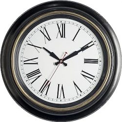 Bernhard Products Reloj de pared extragrande, 18 pulgadas, marrón oscuro, silencioso de cuarzo, funciona con pilas, sin tictac, número romano decorativo, reloj elegante, cronometraje preciso