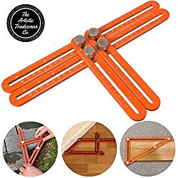 Metal Angleizer Template Tool, Adjustable Easy Angle Ruler Set, Angle Finder - Orange Premium Grade Aluminium Alloy, The Artistic Tradesman Company, Multi Angle Ruler for Any Angle