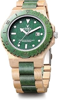 Mens Wooden Watch, Wood Wrist Watch Handcrafted Sandalwood Vintage Calendar Analog Quartz Wooden Watches Gifts for Men