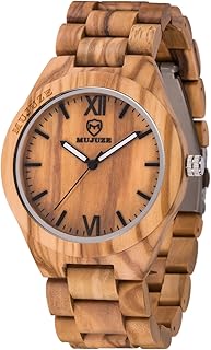 MUJUZE Wood Watch, Wooden Watch for Men, Handmade Lightweight Wooden Wrist Watches, Mens Wooden Watch, Wood Watch Gifts for Men