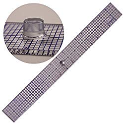 2" x 18" Design Ruler with Easy Grip Knob. Made of thick 1/8" Acrylic. Use with rotary cutters and razor knives. Great for designing, layout, quilting, sewing, drafting ... Made In USA!