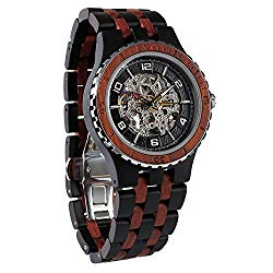 Wilds Wood Watches Premium Eco Self-Winding Wooden Wrist Watch for Men, Natural Durable Handcrafted Gift Idea for Him