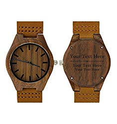 Customized Watch Three Lines Name Date or Text Custom Engraved Personalized Wooden Watch Gift Set