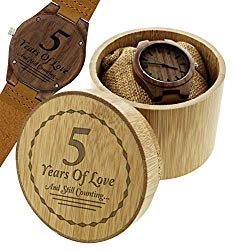 Wood Anniversary Gifts 5 Years of Love Still Counting Romantic Gifts Engraved Wooden Watch Gift Set