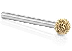 Kutzall Original Sphere Rotary Burr, 1/8" Shaft, Fine - Woodworking Attachment for Dremel, Foredom, DeWalt, Milwaukee Tools. Abrasive Tungsten Carbide Coating, 1/4" (6.3mm) Head Diameter, S-14-EG