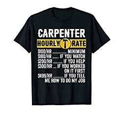 Funny Vintage Carpenter Apparel Woodworking Hourly Rate Mens T-Shirt