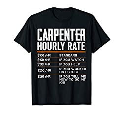 Carpenter Hourly Rates Funny Gift for Woodworker Labor Rates T-Shirt