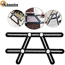 Amenitee Angle Layout Measuring Ruler-Universal Ruler - Full Metal Multi Angle Measuring Tool-Upgraded Aluminum Alloy Ruler (Black)